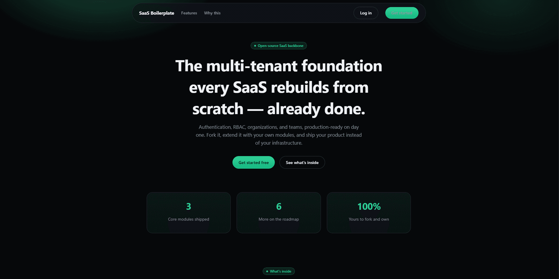SaaS Boilerplate — interface